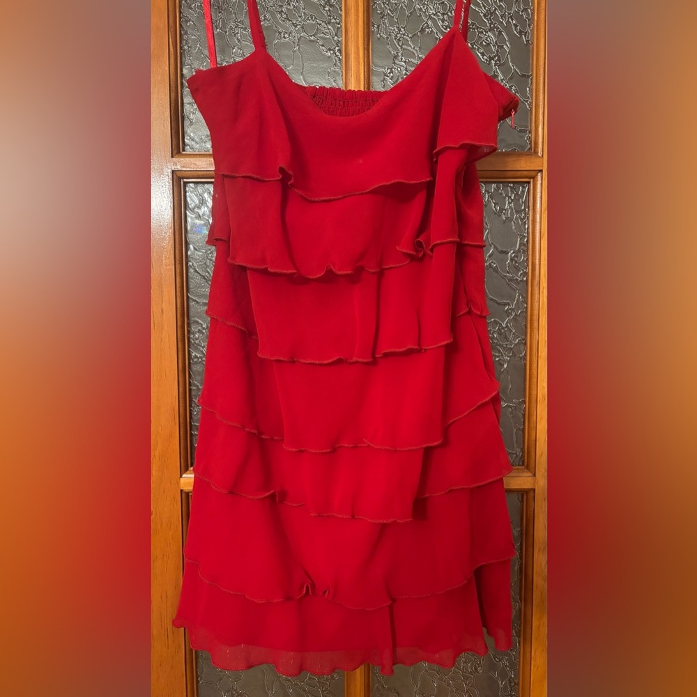 Elegant Red Layered Dress